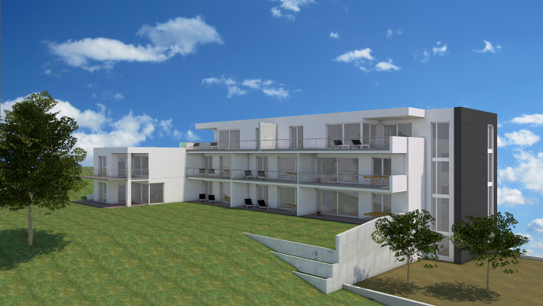 3D-Illustration des Neubauprojekts Wohnen Unter der Schleicherhütte